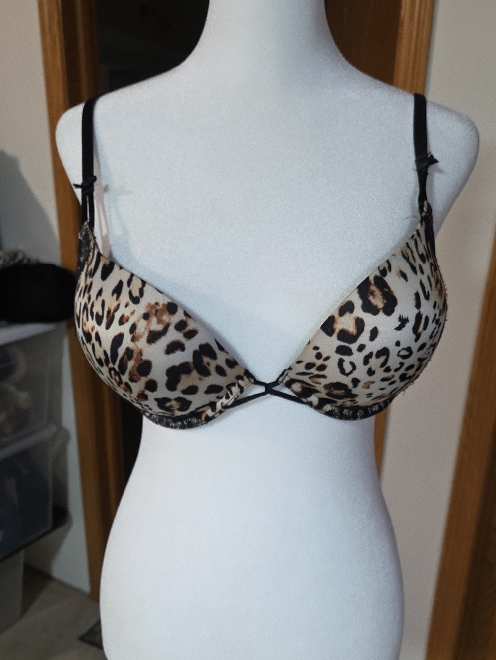 #11 Victoria's Secret Leopard Print Bra with Black Straps